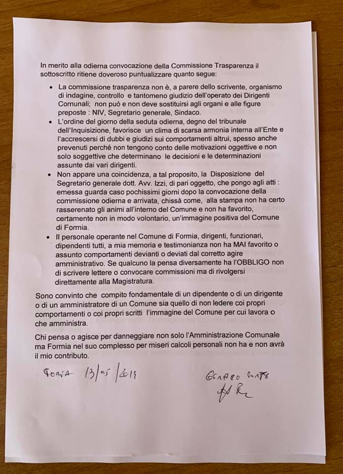 Commissione Trasparenza a Formia, Conte: "Per qualche consigliere fare chiarezza sulle proroghe è un problema!"