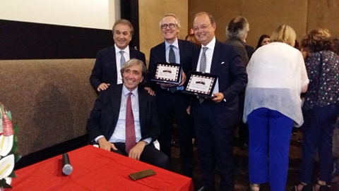 Da sinistra il prof. Franco Romeo, il prof. Furio Colivicchi, il prof. Francesco Versaci e, seduto, il prof. Carlo Racani