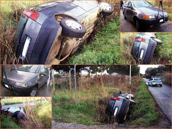 Con l'auto dentro a un fosso, poi si rende irreperibile