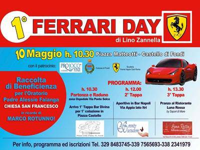 Raduno delle fiammanti Ferrari a Fondi per domenica 10 maggio 2015