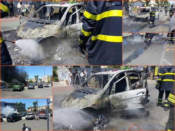 Paura a Fiumicino, auto a fuoco in via delle Ombrine