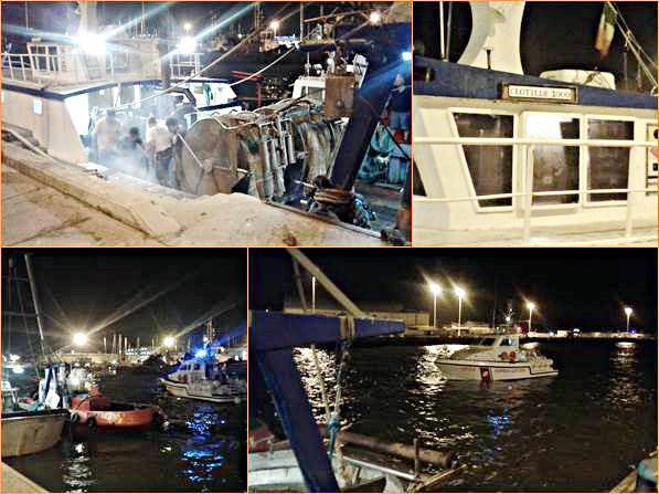 Falla in un peschereccio, notte di paura al Porto canale