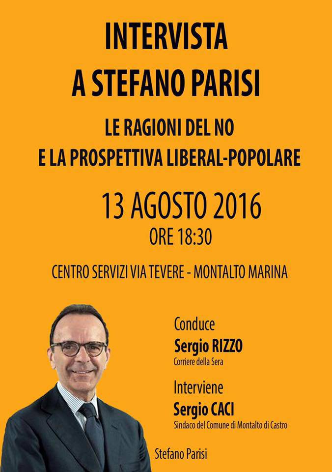 Referendum, “Le ragioni del no e la prospettiva liberal-popolare”, a Montalto un incontro con Stefano Parisi