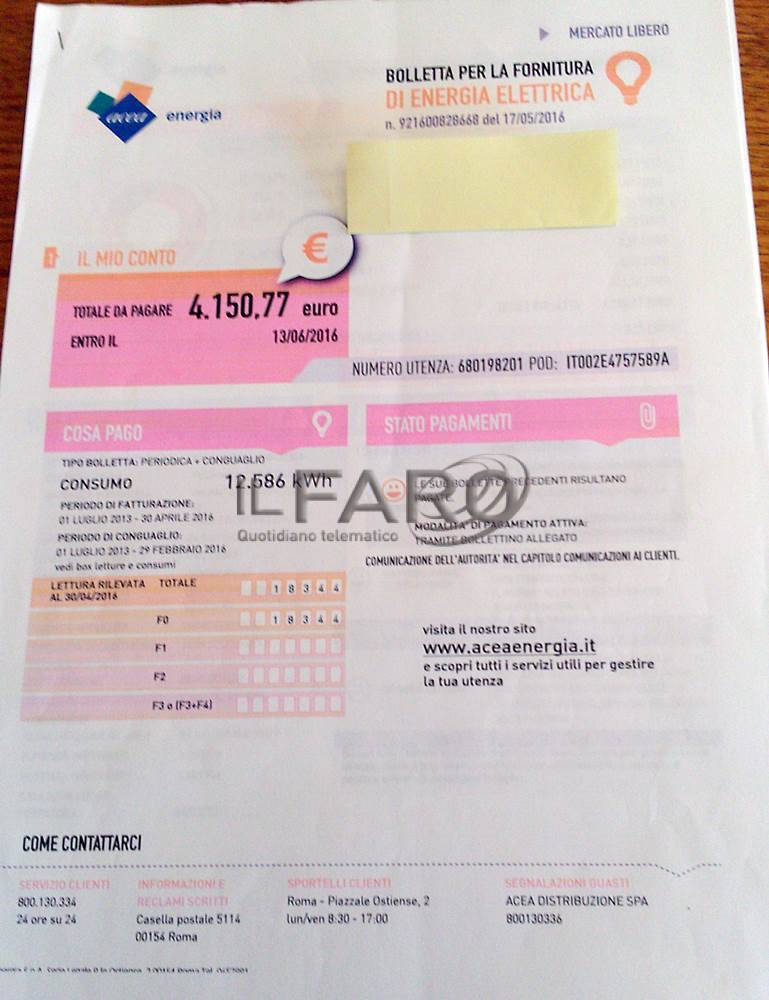 ‘Cambio’ di contatori a #fiumicino, bolletta pazza Acea da 4000 euro