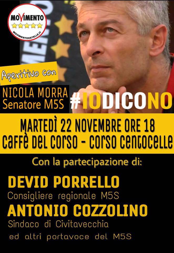#Civitavecchia, oggi presso il Caffè del Corso, Nicola Morra parlerà dei motivi del “no” al referendum costituzionale