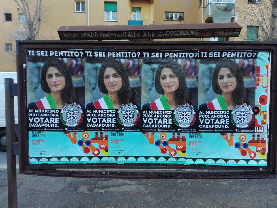 #Ostia, manifesti contro Raggi: “Ti sei pentito? Al municipio vota CasaPound”