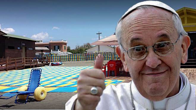 Dono del Papa alla spiaggia senza barriere La Madonnina di #Focene
