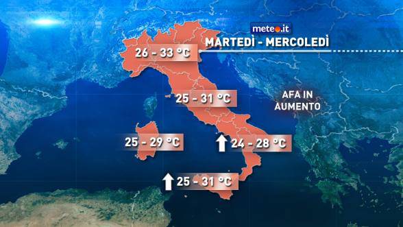 #meteo, aria bollente dal Sahara, piena estate sull’Italia (in anticipo)