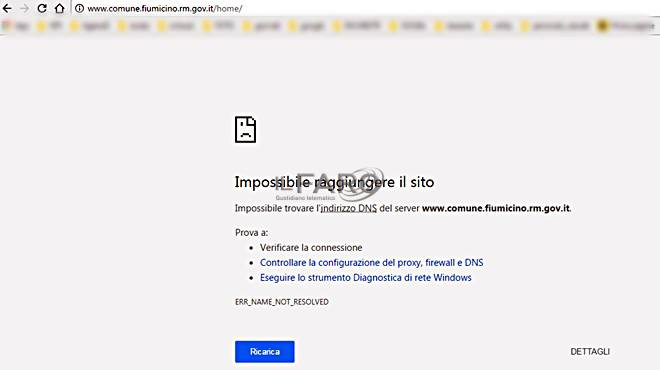 Dopo Whatsapp, down anche il sito web del Comune di #Fiumicino