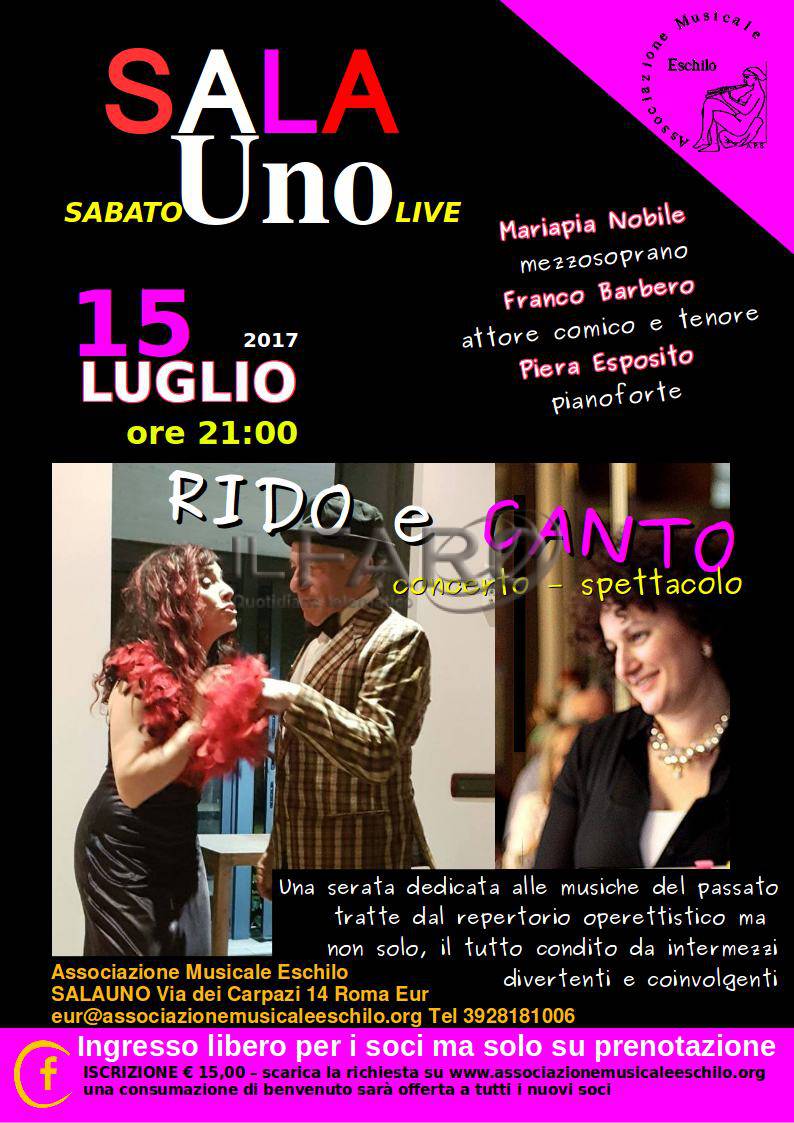 &#8220;RIDO E CANTO&#8221; concerto spettacolo con Maria Pia Nobile mezzosoprano, Franco Barbero cantante e attore, Piera Esposito pianoforte