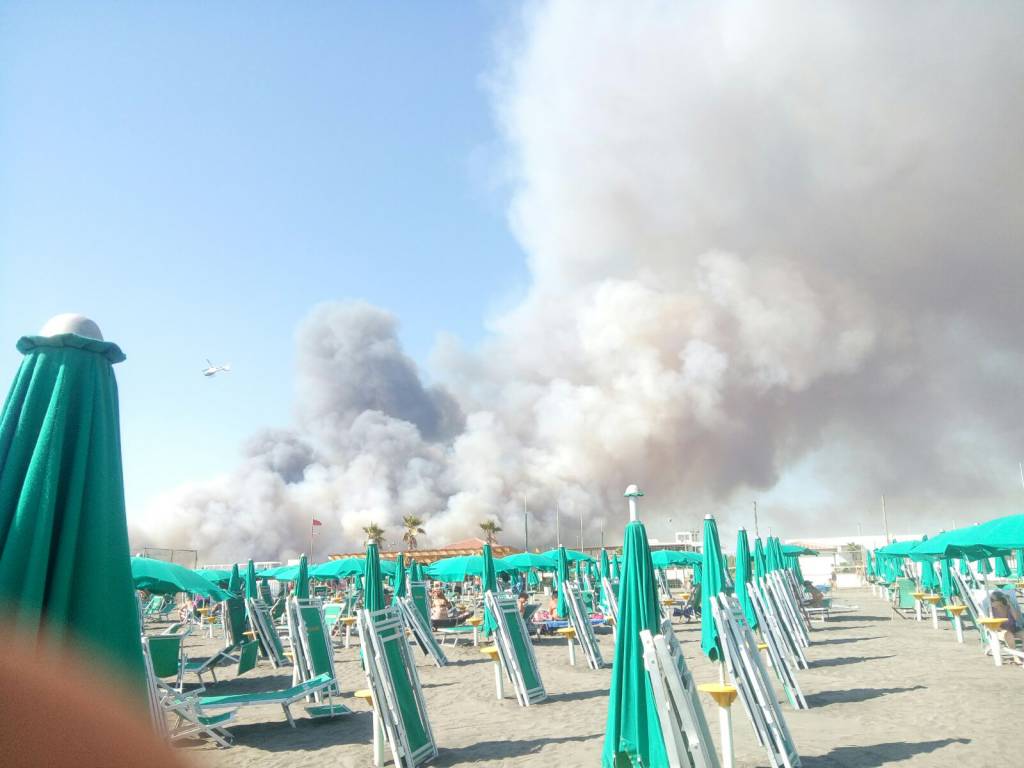 Tre focolai nella pineta di #Ostia, un canadair e cinque elicotteri per spegnere gli incendi