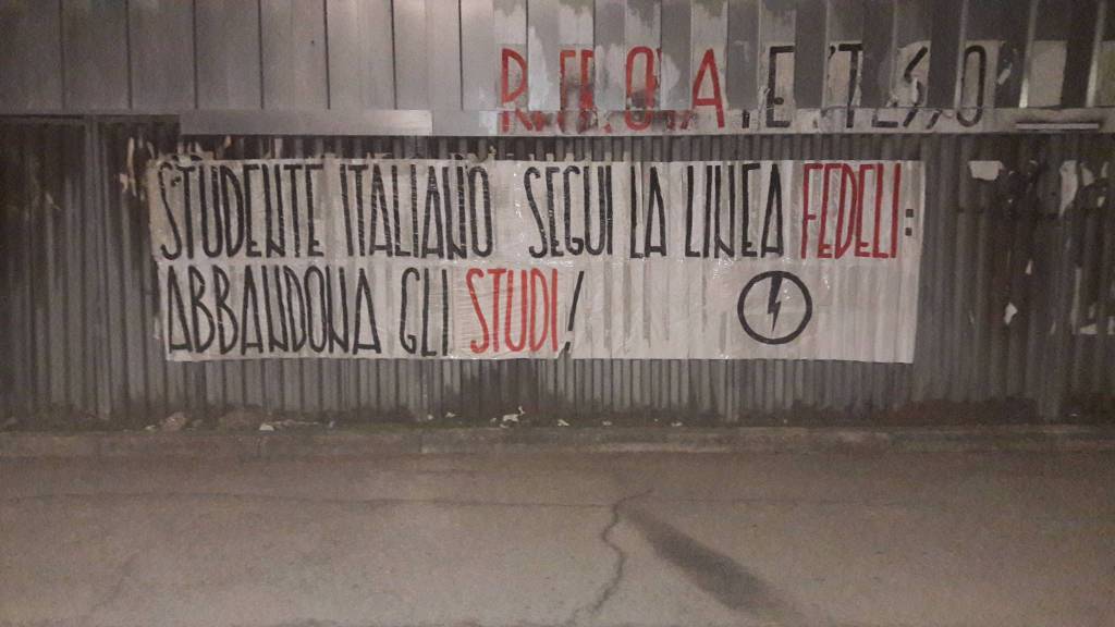 Bloccostudentesco, ‘Studente italiano segui la linea Fedeli: abbandona gli studi!’