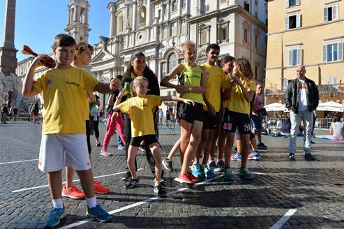 Fiamme Gialle,Tamberi, Palmisano e Tortu, emozioni a Piazza Navona