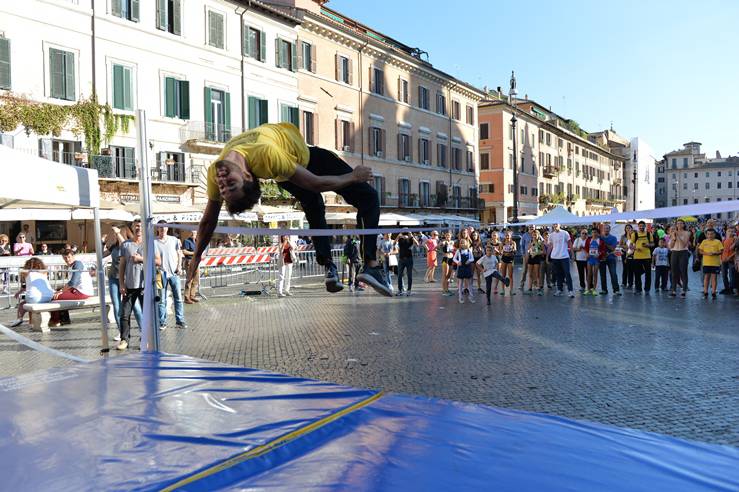 Fiamme Gialle,Tamberi, Palmisano e Tortu, emozioni a Piazza Navona