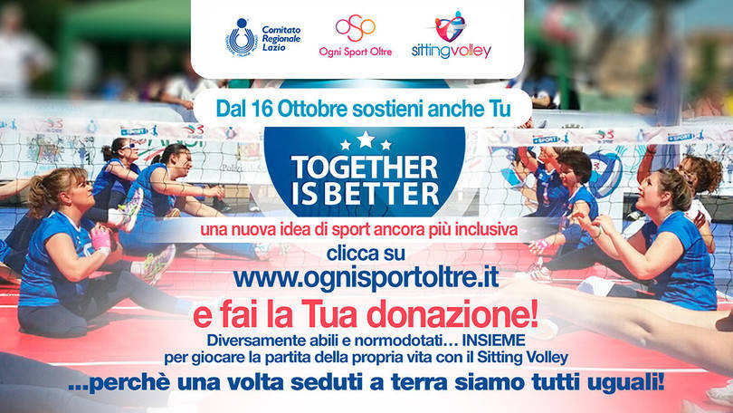 Sitting Volley – Together Is Better, c’è tempo fino al 25 novembre per effettuare la donazione
