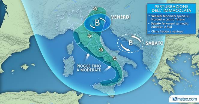 Meteo, Brutto tempo tra l’Immacolata e domenica