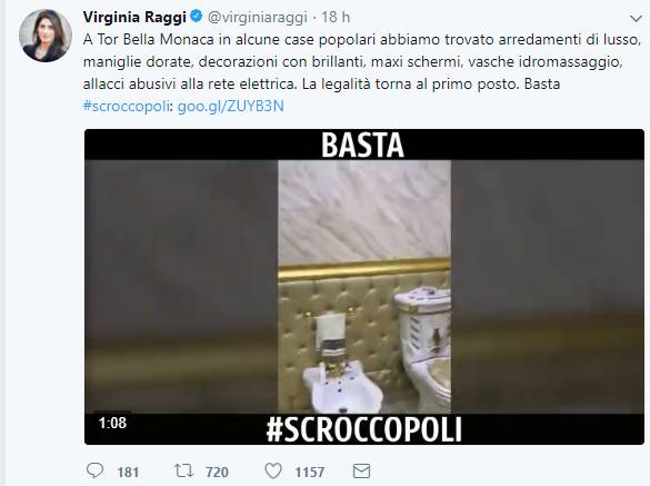 Abusivismo nel lusso a Tor Bella Monaca, il tweet della Raggi ‘Basta #scroccopoli’