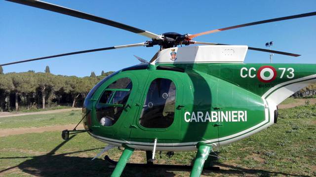 Cerveteri, elicottero dei Carabinieri Forestali in perlustrazione sul territorio