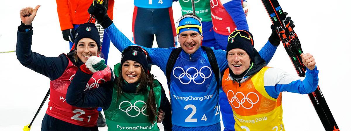 PyeongChang 2018, è di bronzo la staffetta biathlon sprint dell’Italia, terzi Wierer, Vittozzi, Hofer e Windisch