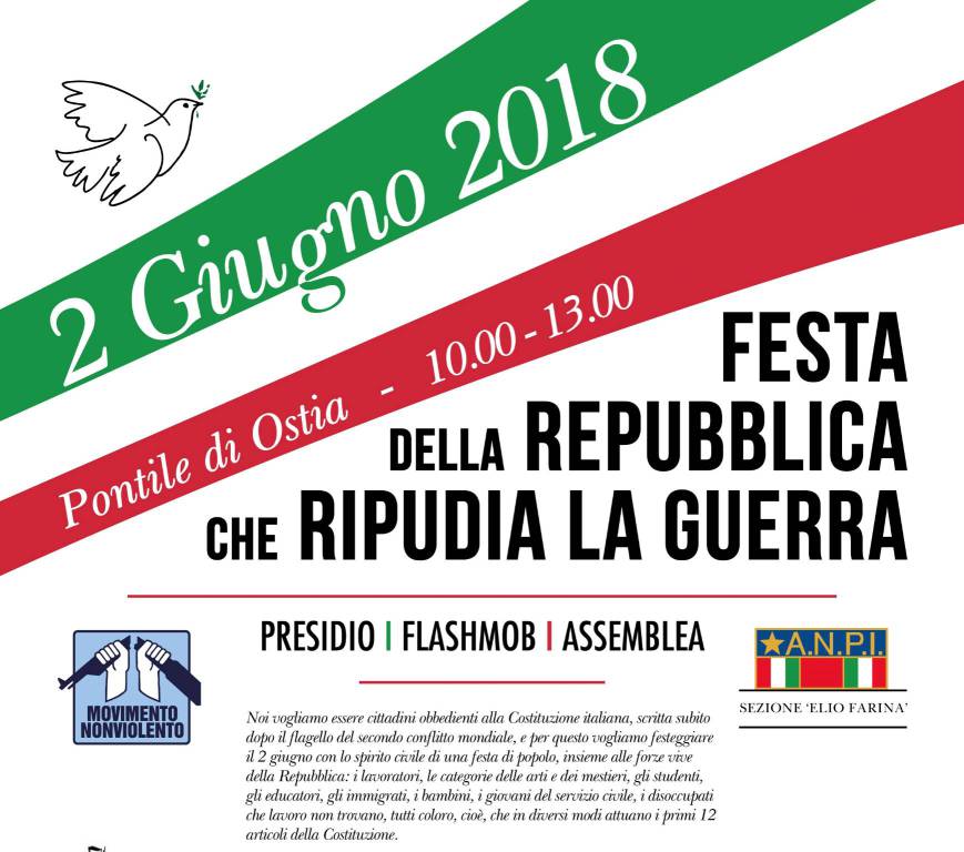 2 giugno, festeggiamo la Repubblica. L’Italia è fondata sul lavoro e ripudia la guerra