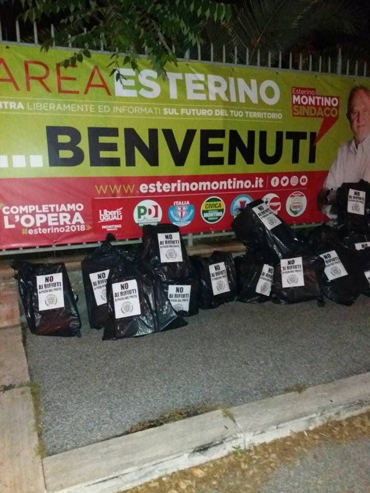 #Fiumicino2018, sacchi di spazzatura sotto i manifesti di Montino, arriva la denuncia