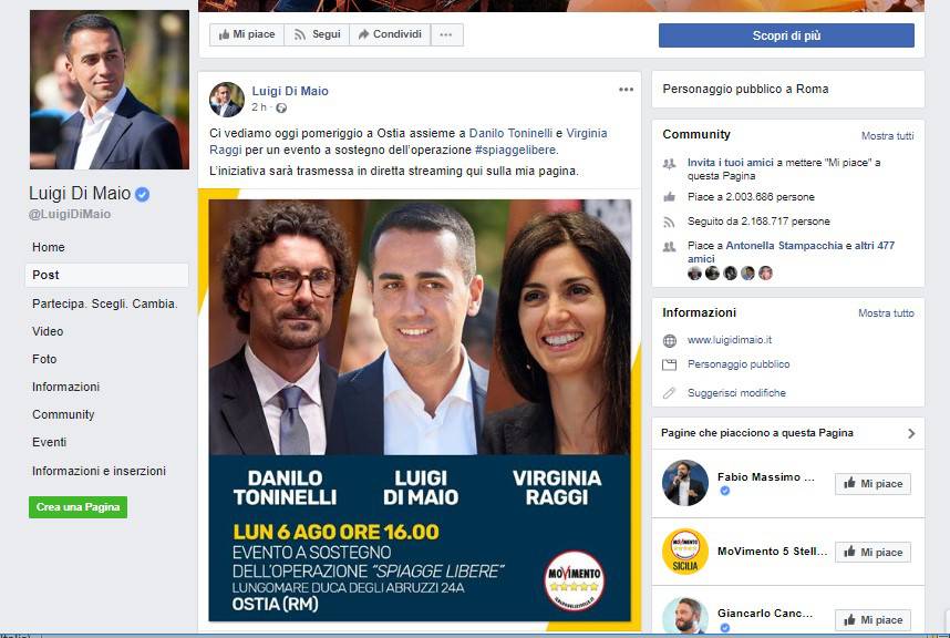 Luigi Di Maio, Virginia Raggi e Danilo Toninelli a Ostia per #spiaggelibere