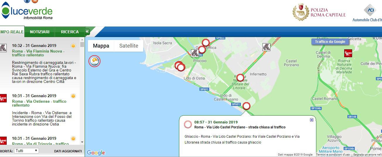 Mobilità: chiusa via del Lido di Castelporziano e Raccordo anulare in tilt