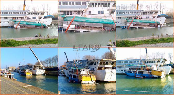 Fiumicino: “Azzurra” risorge dal Tevere, recuperato il barcone-ristorante semi affondato
