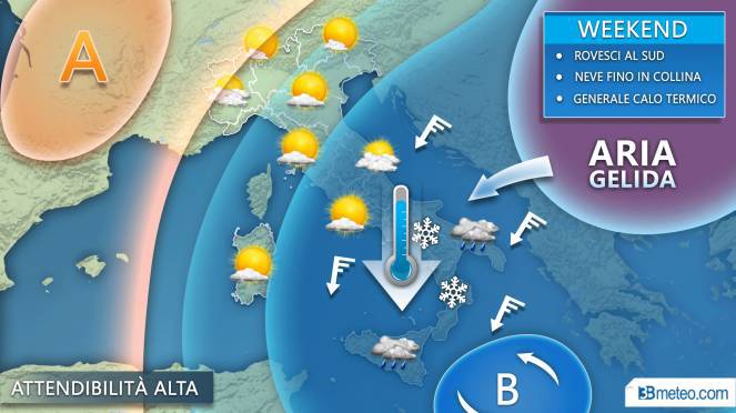 Torna il freddo nel weekend, dalla Russia arriva vento e neve