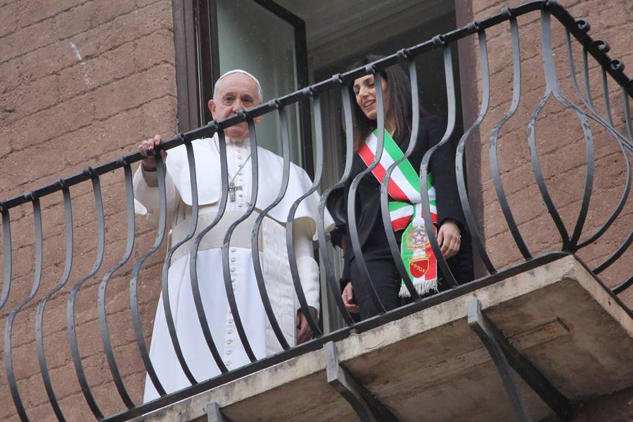 Roma, visita di Papa Francesco in Campidoglio