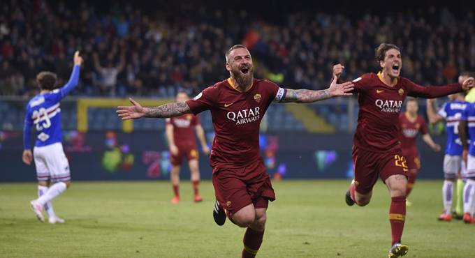 De Rossi trascina la Roma alla vittoria, con la Samp finisce 0-1
