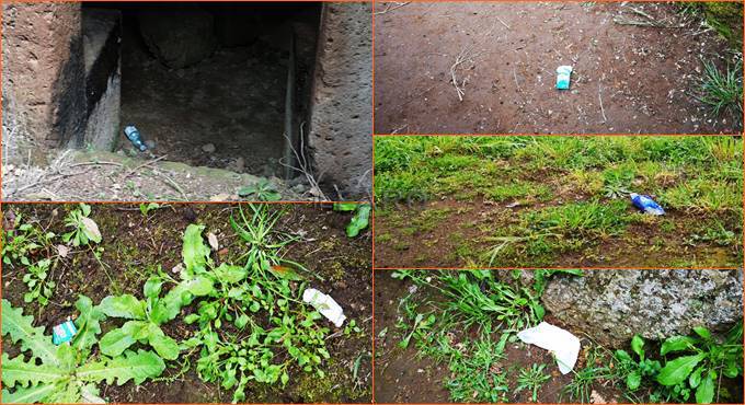 Incivili alla Necropoli della Banditaccia: plastiche e rifiuti nelle tombe etrusche