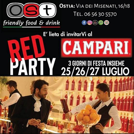 Ost Friendly Food e Red Party: con Campari la notte si tinge di rosso e passione