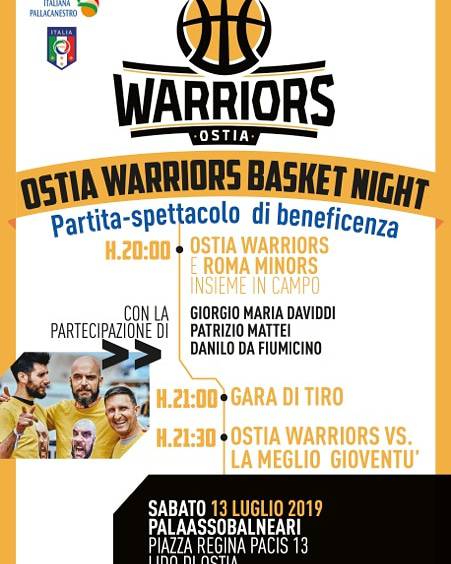 Ostia Warriors, domani sera la Basket Night al PalaAssoblaneari