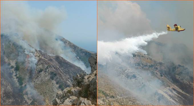 Formia, un vasto incendio colpisce il monte Redentore