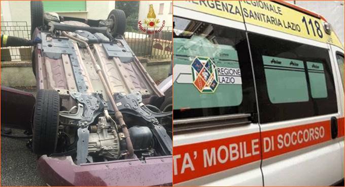 Santa Marinella, auto si ribalta in via Verdum: ferita la conducente