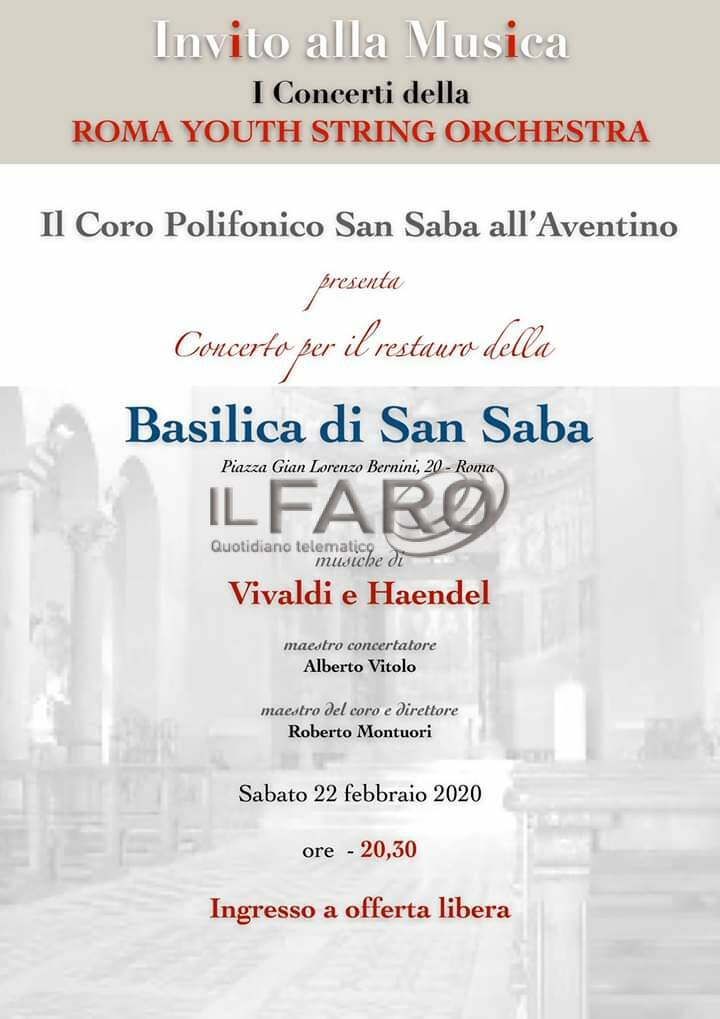 Concerto della Roma Youth String Orchestra per la riapertura della basilica di S.Saba al termine dei lavori di restauro