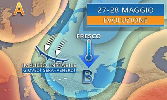 Vortice freddo dal Nord Europa verso l’Italia porterà piogge e rovesci anche temporaleschi