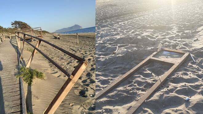 Atto vandalico a Sabaudia: danneggiata una passerella sul lungomare