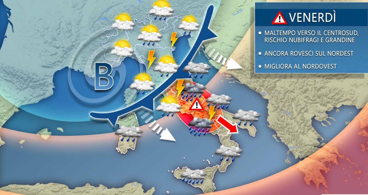 Meteo weekend: forti perturbazioni sull’Italia, temporali verso il centro sud