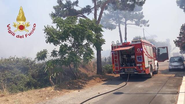 Incendio vicino a un campo estivo, paura a Santa Severa nord