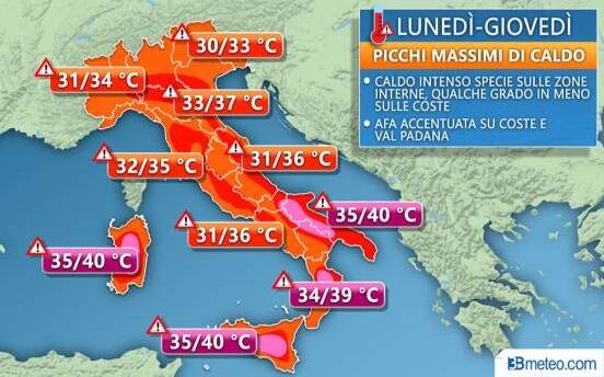 Temperature in graduale ed inesorabile aumento, comincia una fase di caldo intenso per l’Italia