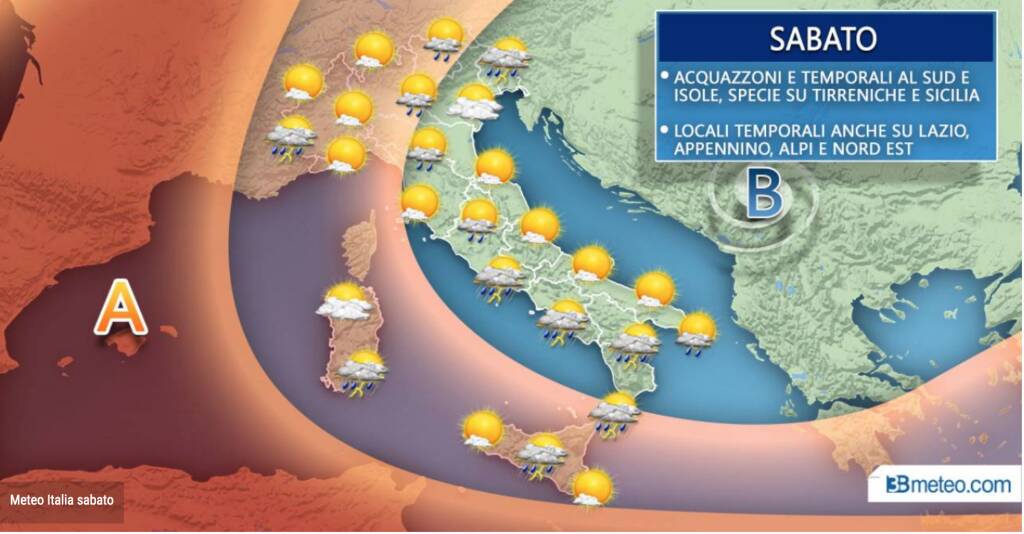 Meteo Weekend: sabato ancora temporali su parte d’Italia, più sole domenica