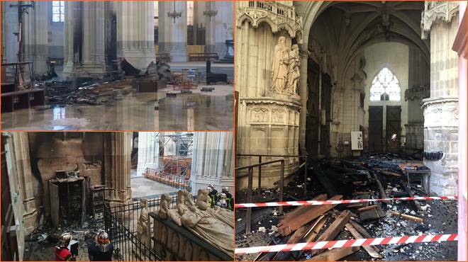 Incendio nella cattedrale di Nantes, fermato un uomo