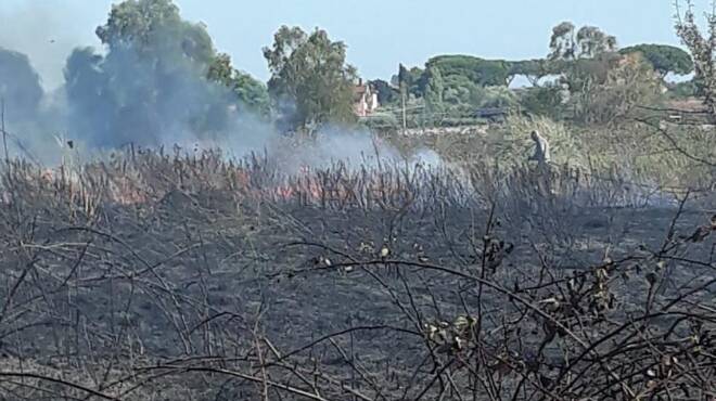 Ardea, incendio in un terreno posto sotto sequestro dalla municipale a via Pisa