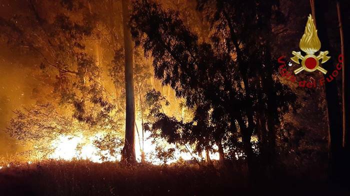 Sterpaglie in fiamme nella notte, doppio intervento Vigili del Fuoco a Tarquinia