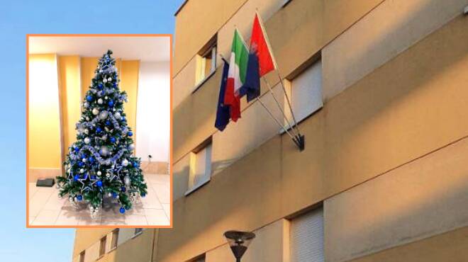 Ardea, il regalo di Possidoni ai dipendenti: un albero di Natale all’entrata del Comune