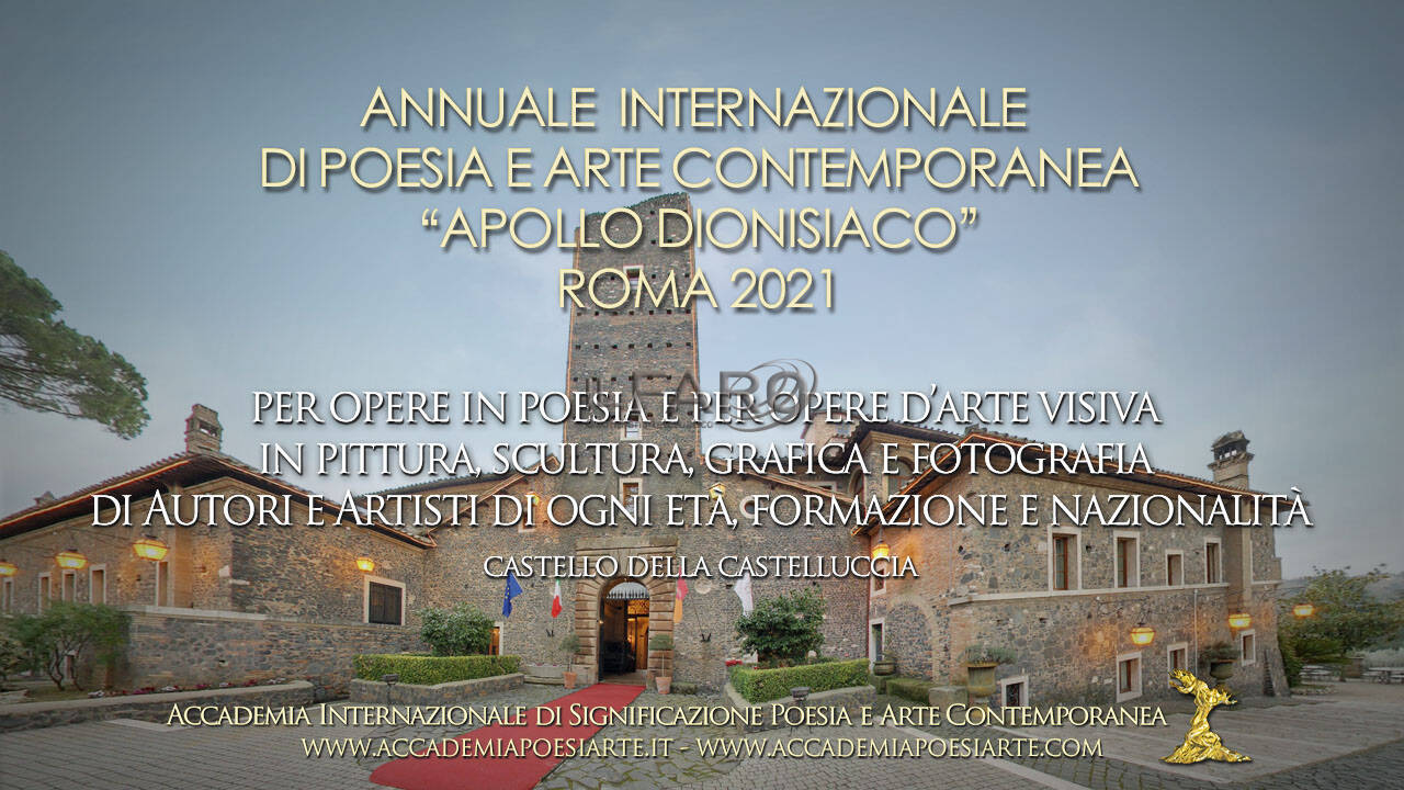Annuale Internazionale Apollo dionisiaco Roma 2021 invita poeti e artisti al Castello della Castelluccia