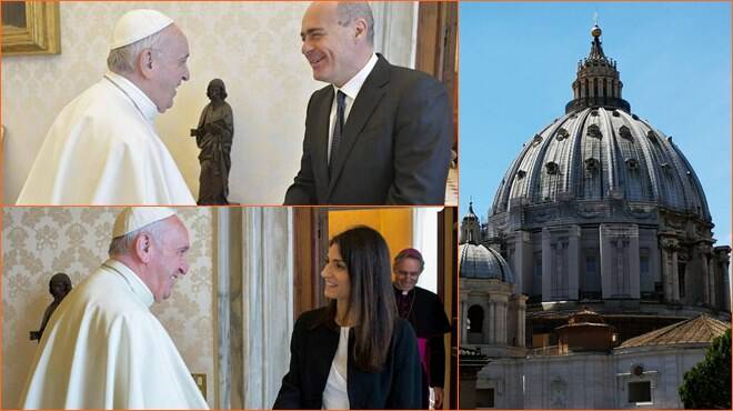 Vaticano, Raggi e Zingaretti incontrano Papa Francesco