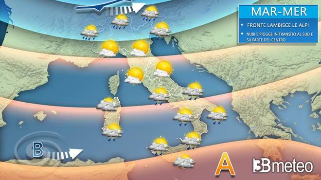 Meteo martedì: Italia contesa tra sole, acquazzoni e temporali